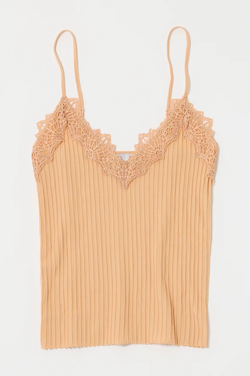 LACE TRIM RIB CAMI