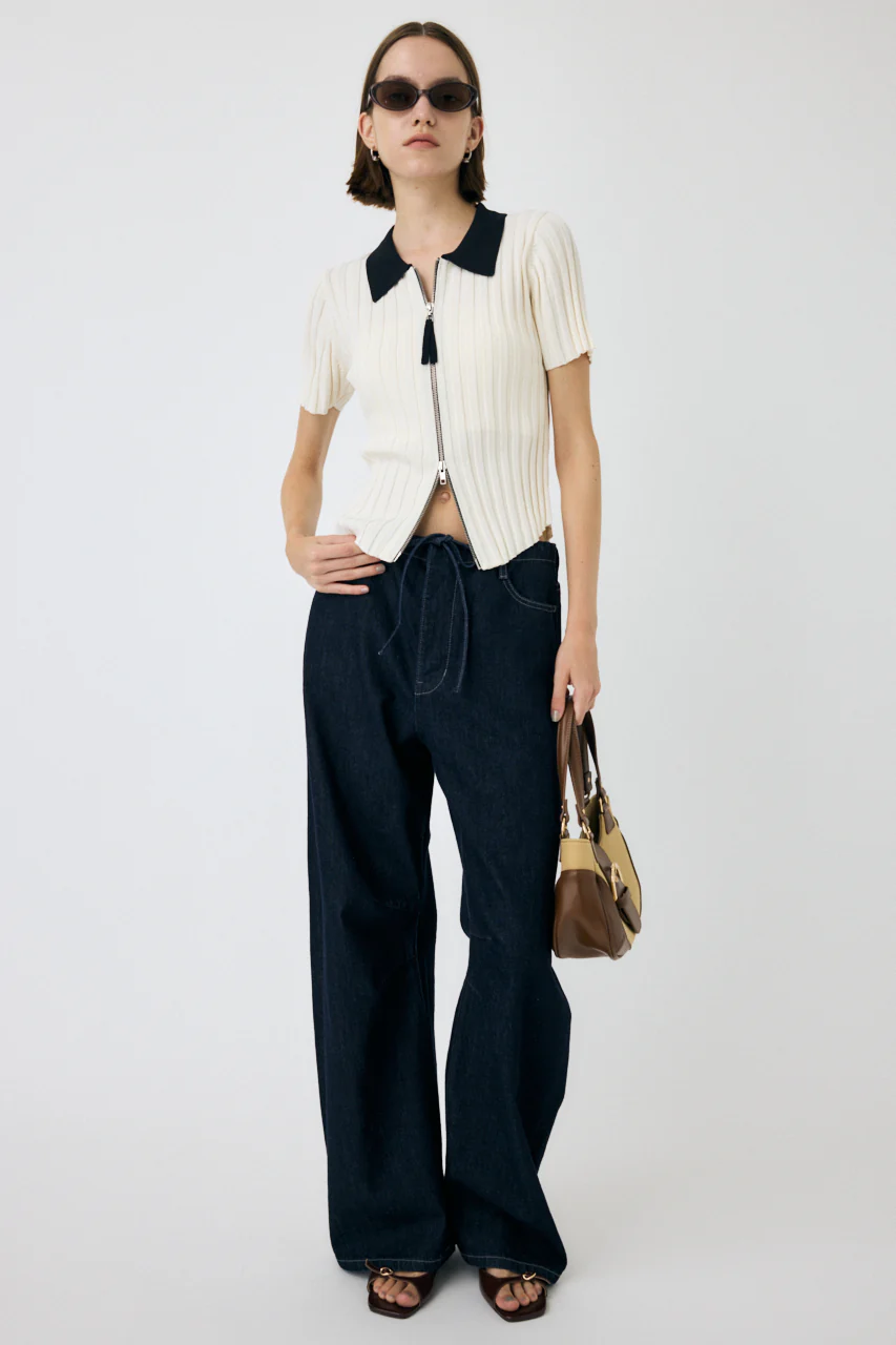 ZIP UP RIB KNIT H/S SHIRT - Image 4