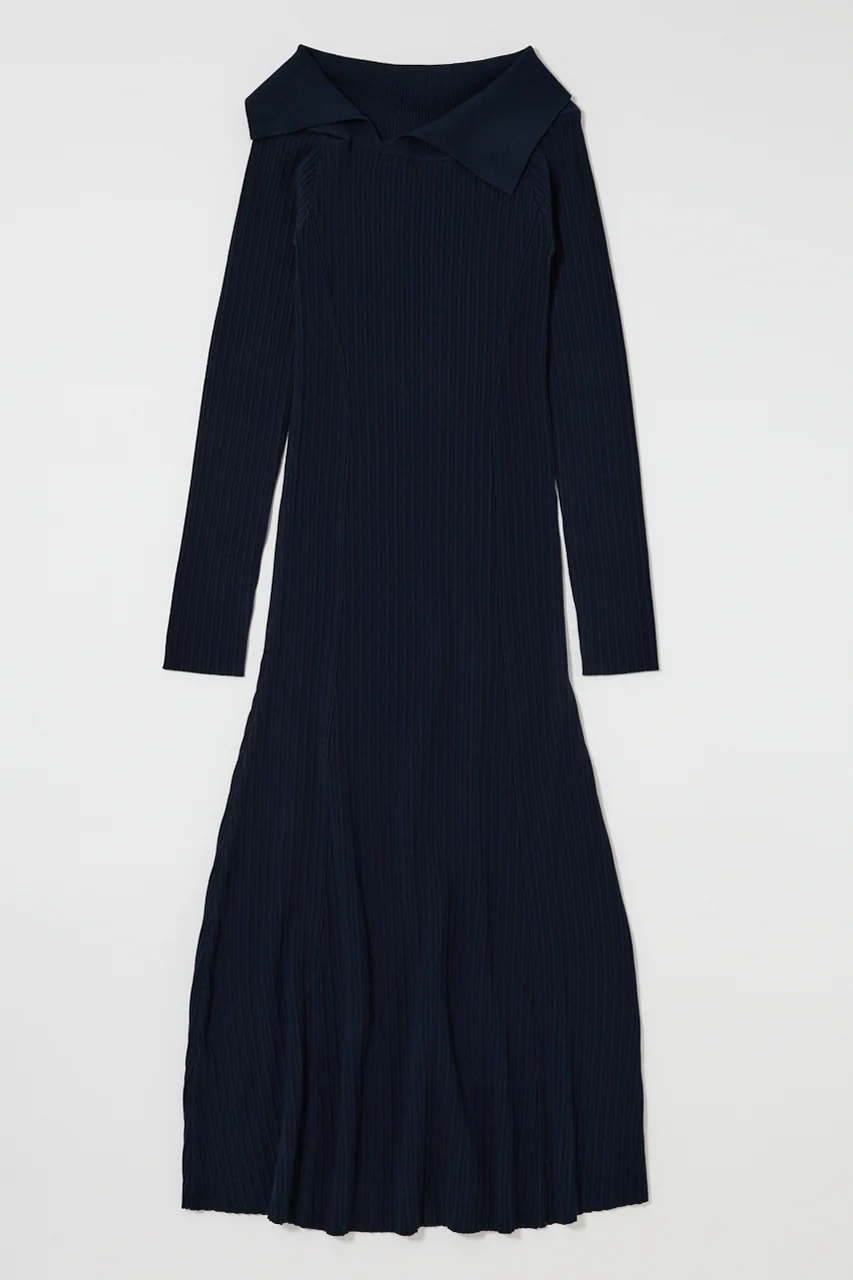 ASYMMETRY COLLAR KNIT DRESS