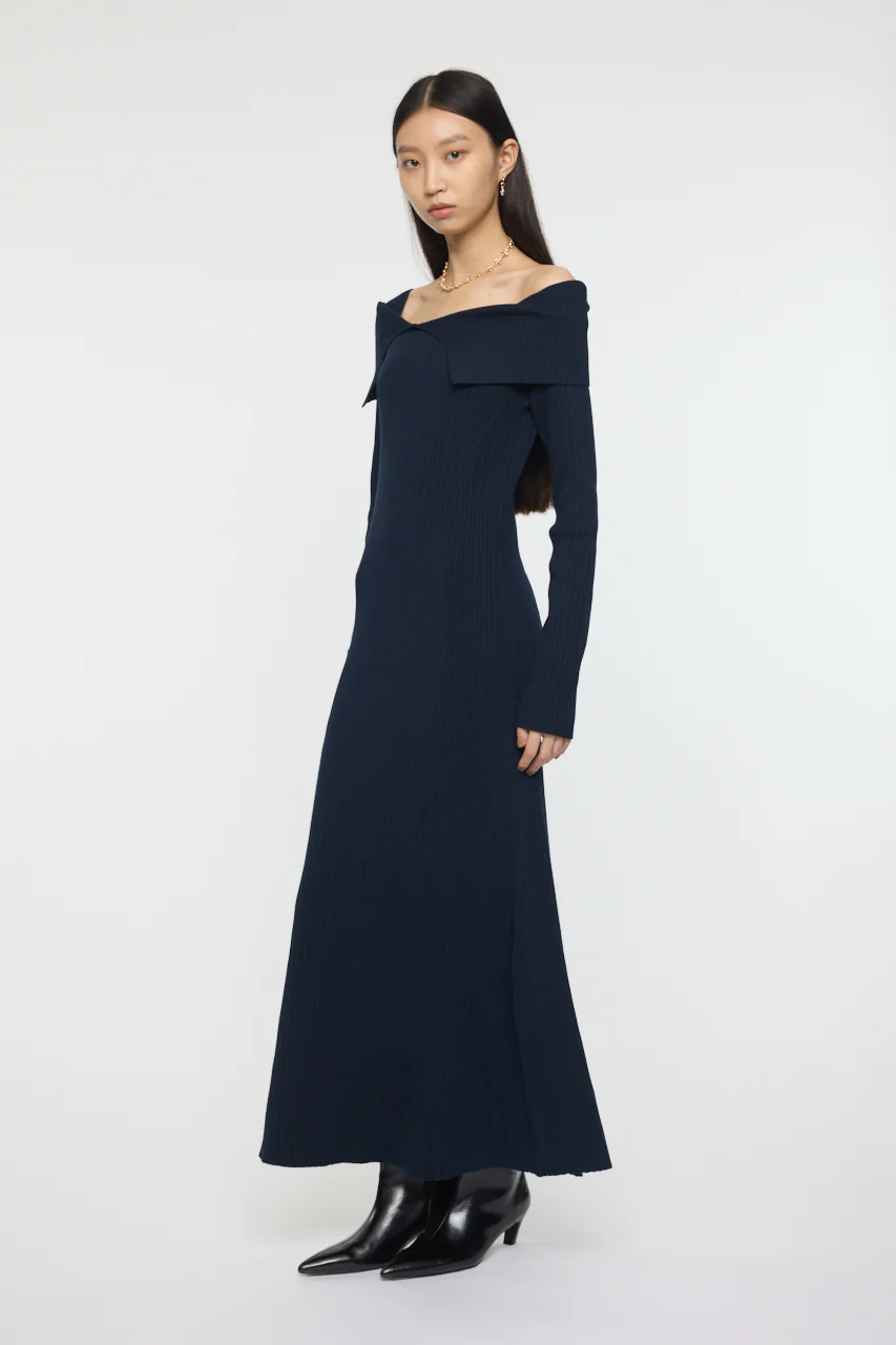 ASYMMETRY COLLAR KNIT DRESS - Image 3