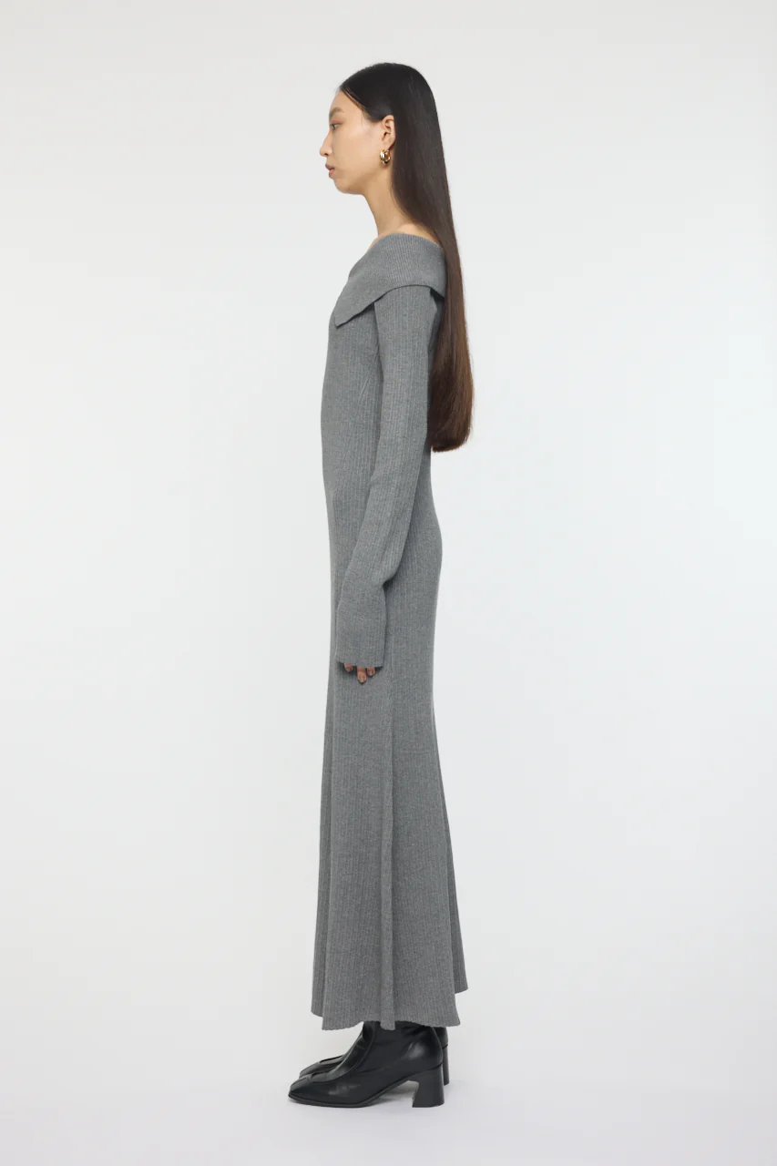 ASYMMETRY COLLAR KNIT DRESS - Image 5