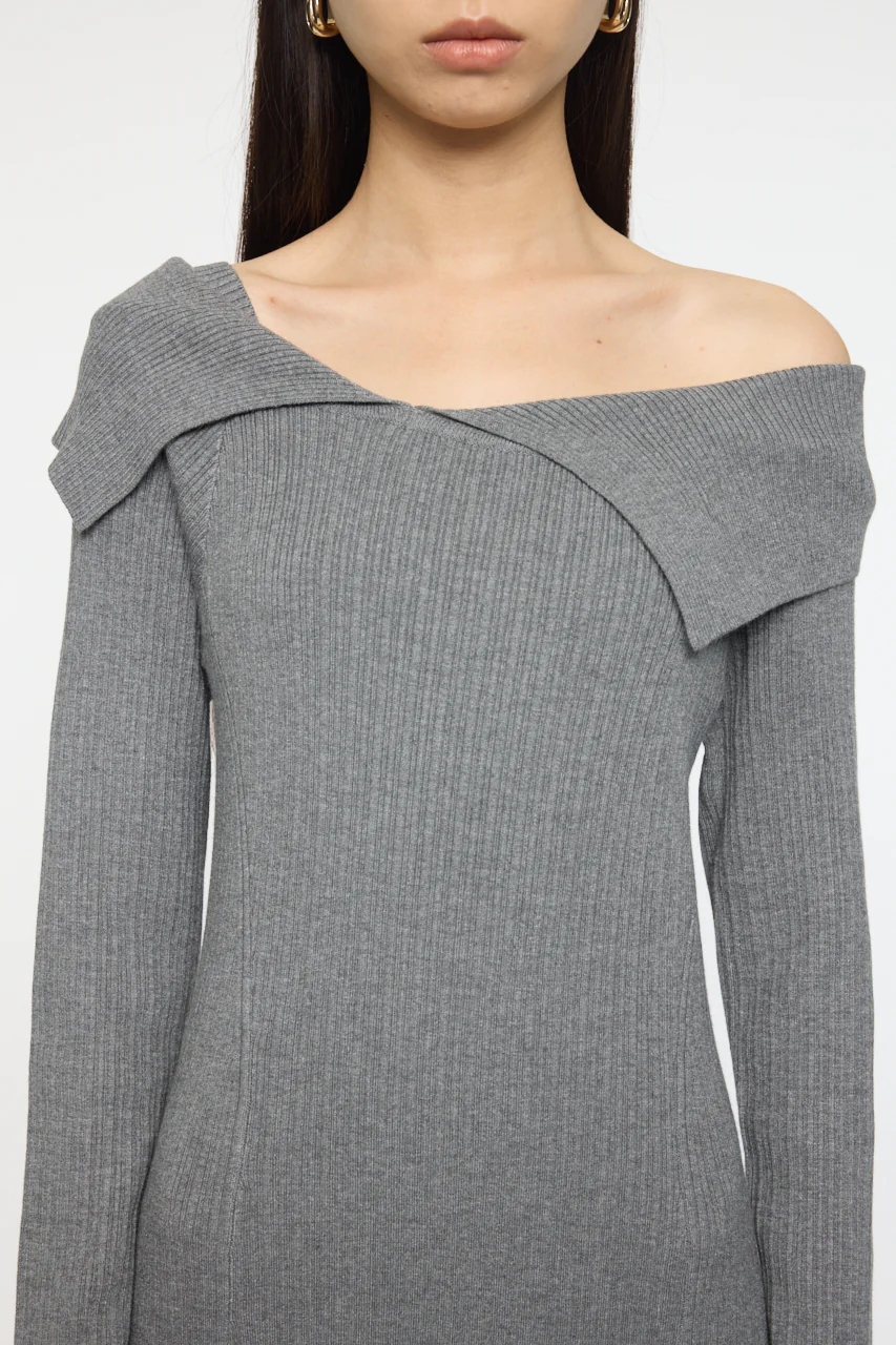 ASYMMETRY COLLAR KNIT DRESS - Image 7
