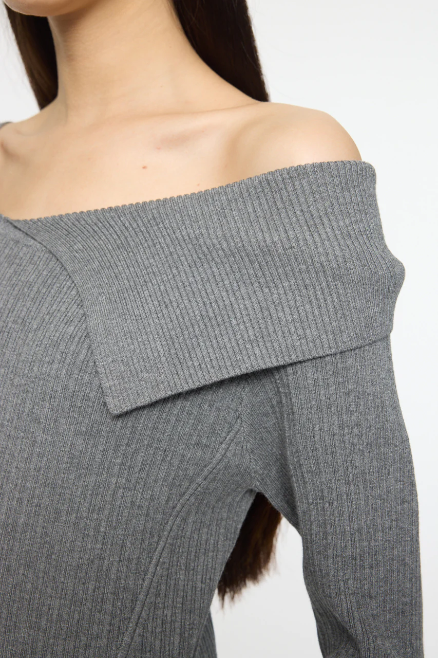 ASYMMETRY COLLAR KNIT DRESS - Image 8
