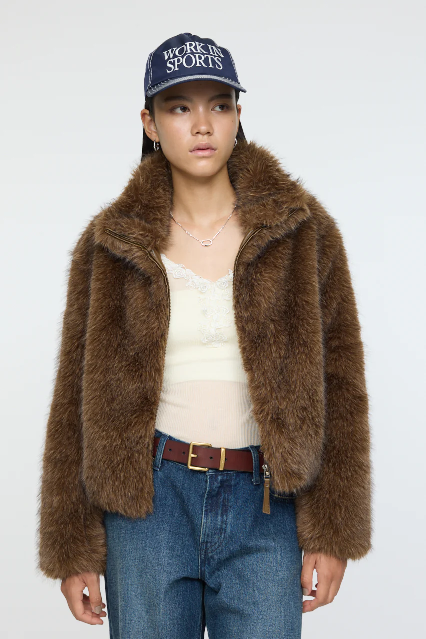 FAUX FUR STAND COLLAR JACKET - Image 11