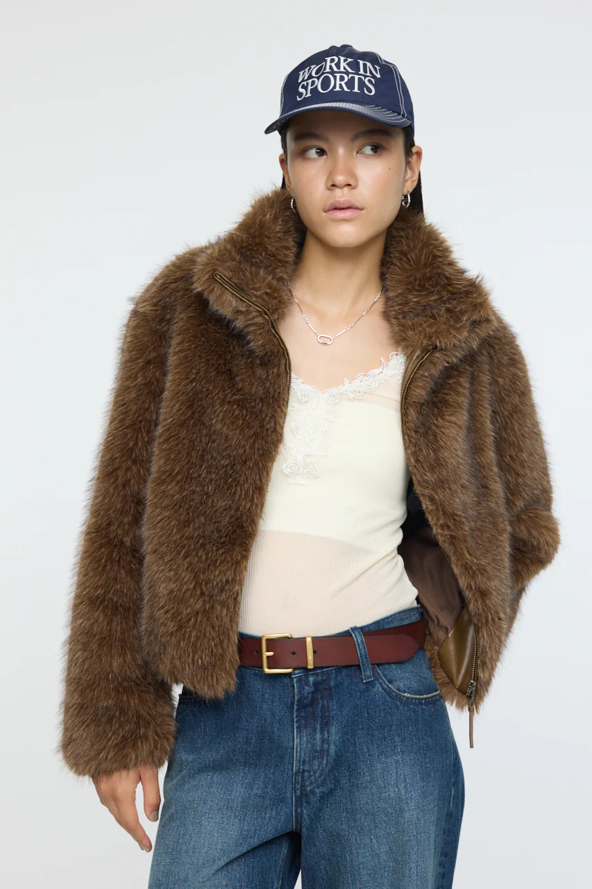 FAUX FUR STAND COLLAR JACKET - Image 13