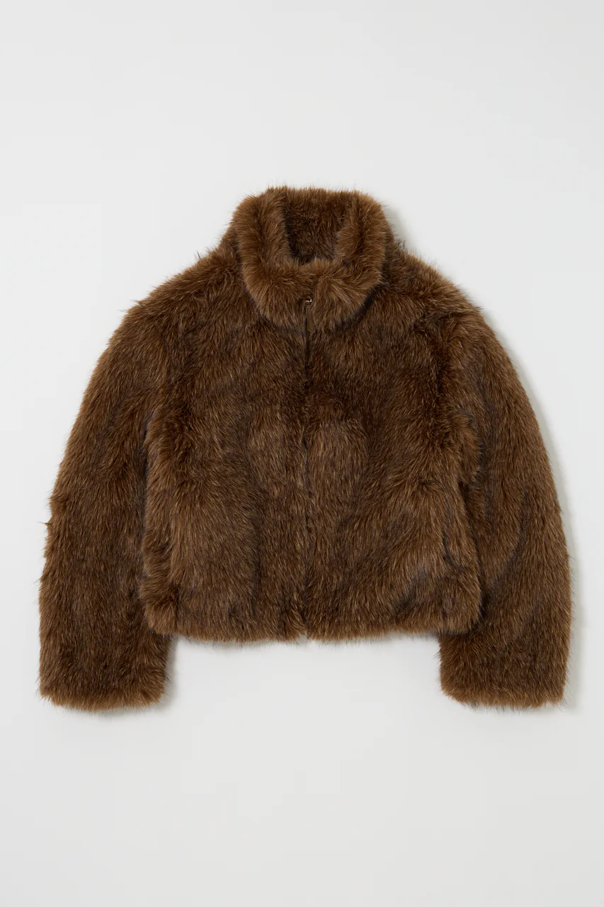 FAUX FUR STAND COLLAR JACKET - Image 2
