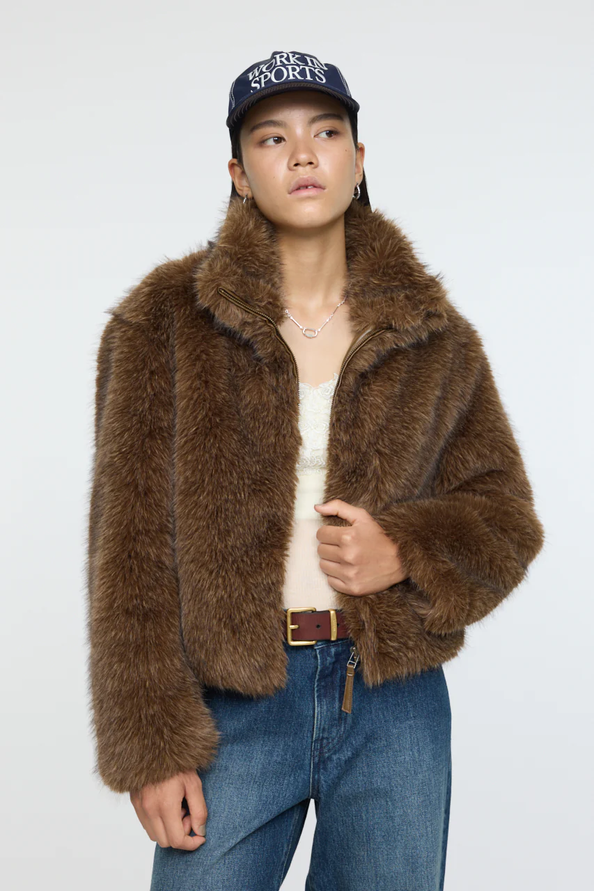 FAUX FUR STAND COLLAR JACKET - Image 6
