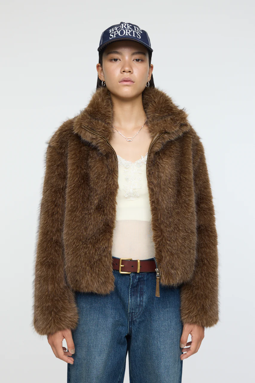 FAUX FUR STAND COLLAR JACKET - Image 9