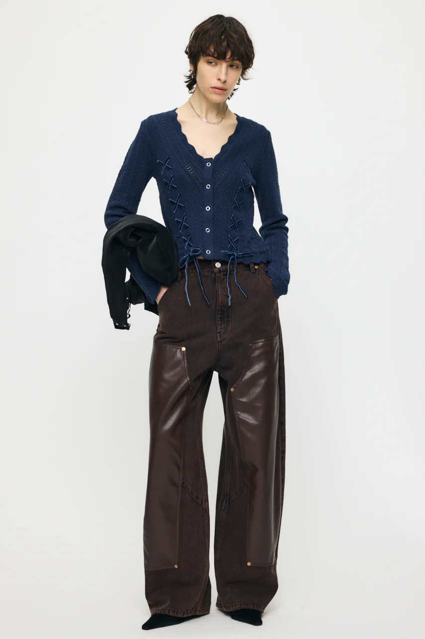 LACE UP RIBBON CARDIGAN - Image 3