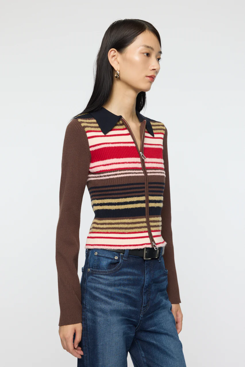 STRIPE ZIP UP KNIT SHIRT - Image 10