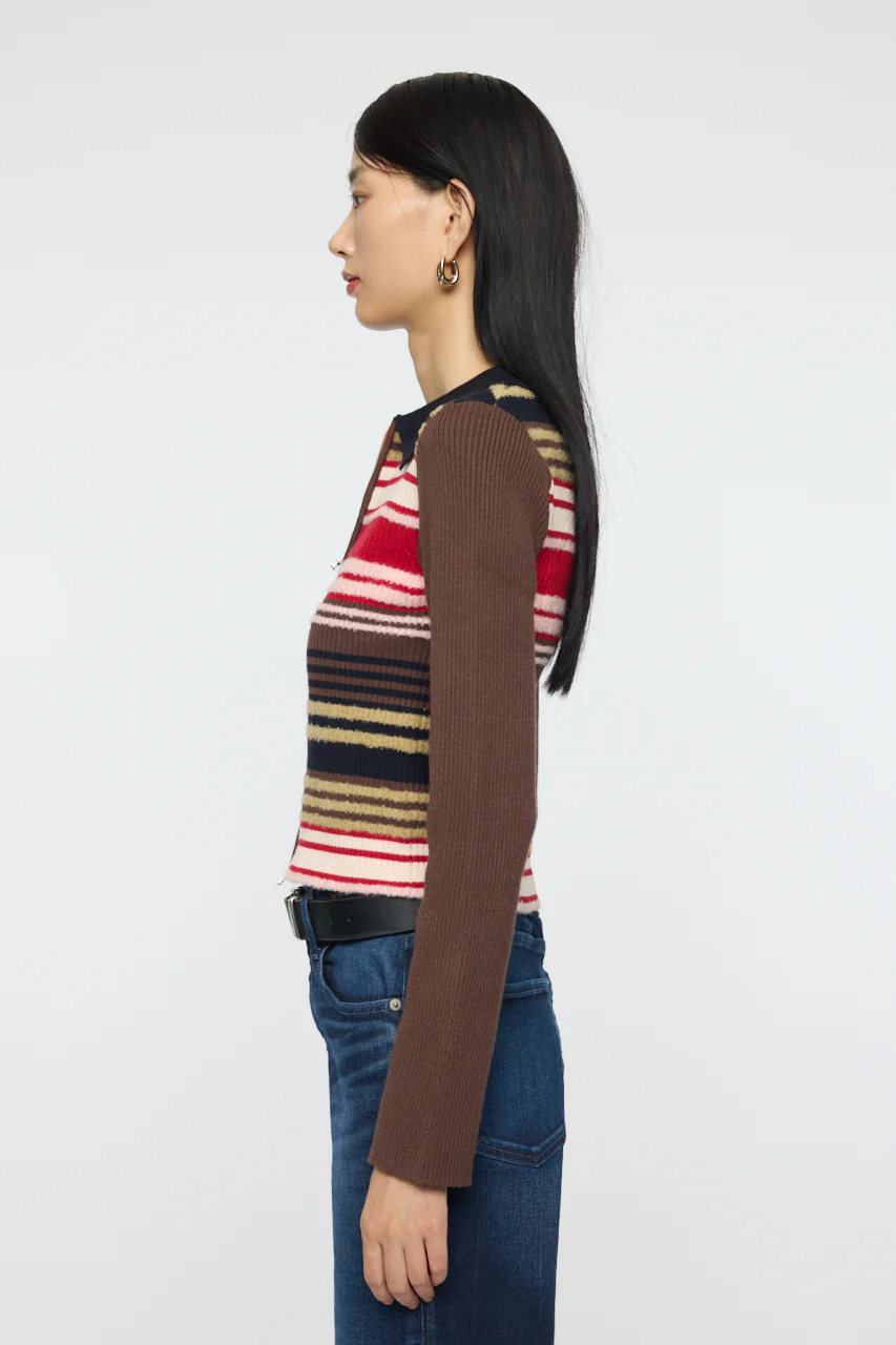 STRIPE ZIP UP KNIT SHIRT - Image 4