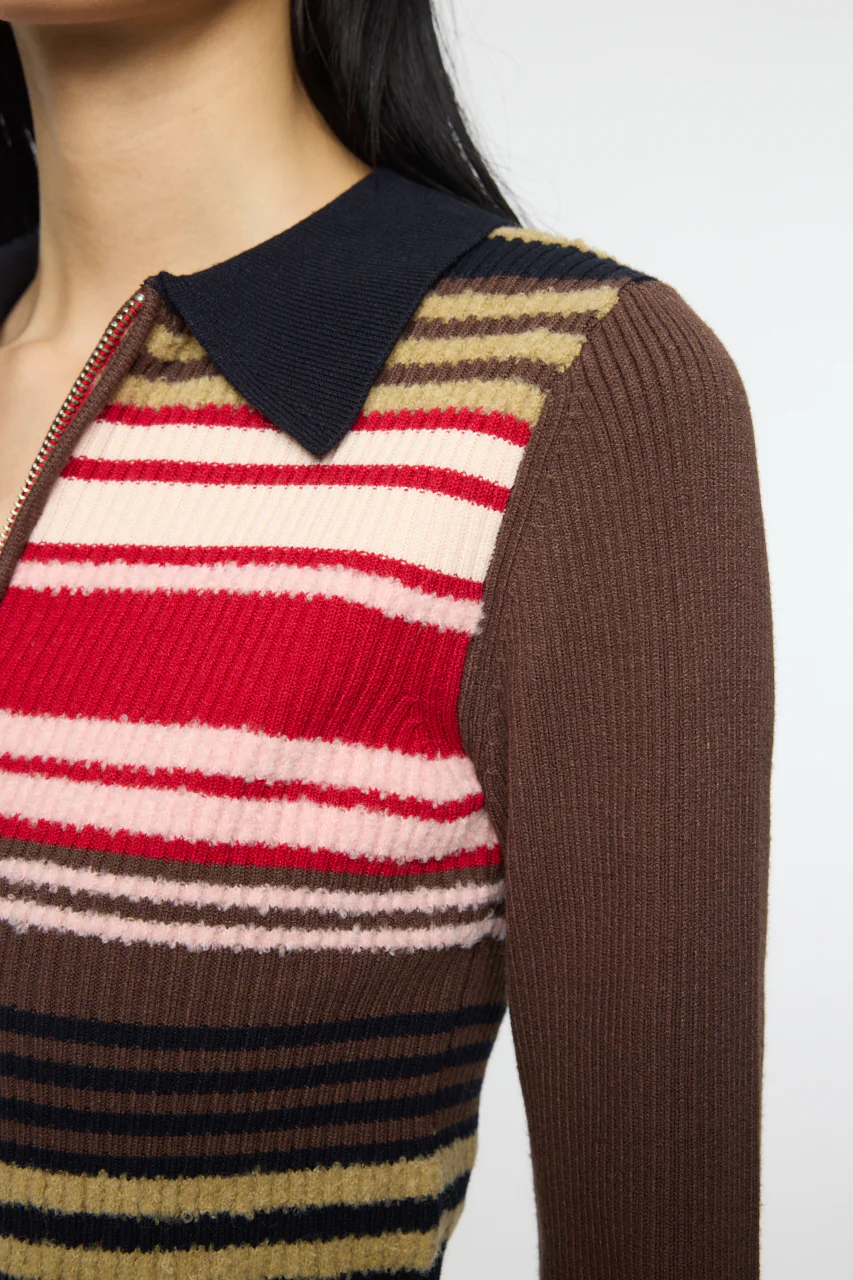 STRIPE ZIP UP KNIT SHIRT - Image 7