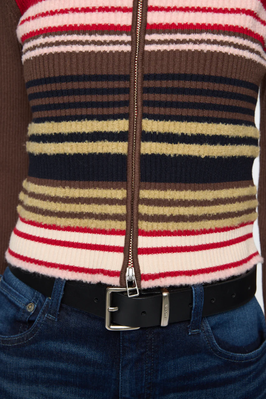 STRIPE ZIP UP KNIT SHIRT - Image 9